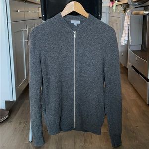 Cos Merino Wool Zip Bomber Jacket Sweater